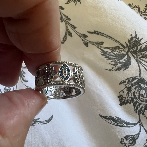 Silver tone evil eye ring - Picture 2 of 6